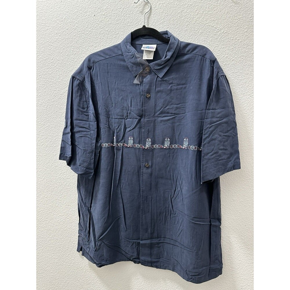Disneyland Resort Large Mickey Mouse Embroidered Men’s Shirt Rayon New